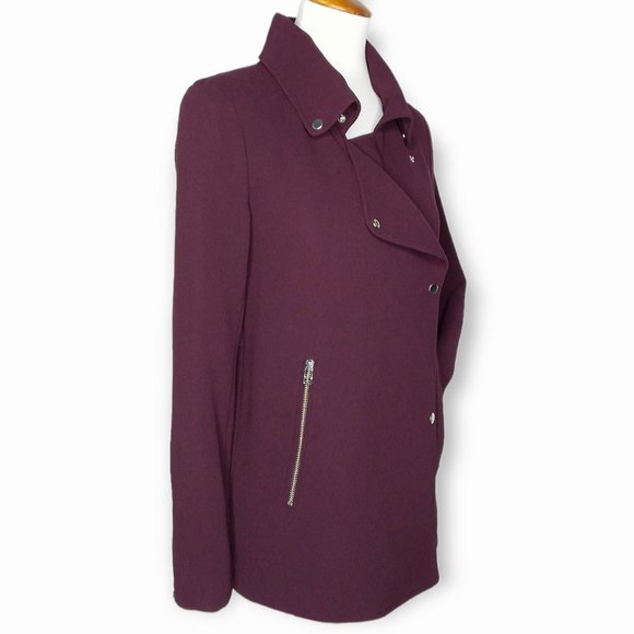 Aritzia Wilfred Moto Jacket Blazer Size XS Purple Eggplant Zippers Snap Closure - Picture 4 of 12